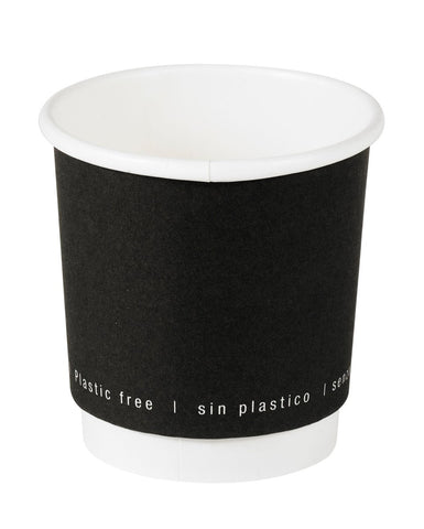Packnwood Black Double Wall Paper Cup Plastic Free 4oz D:2.4in H:2.4in - iFoodservice Online