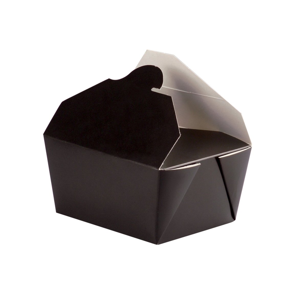 Packnwood Black Meal Box 25oz Base: L:4.5in W:3.5in H:2.5in Top: L:5.1in W:4.1in H:2.5in - iFoodservice Online
