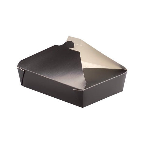 Packnwood Black Meal Box 50oz Base:L:7.75in W:5.5in H:2in Top:L:8.5in W:6.3in H:2in - iFoodservice Online