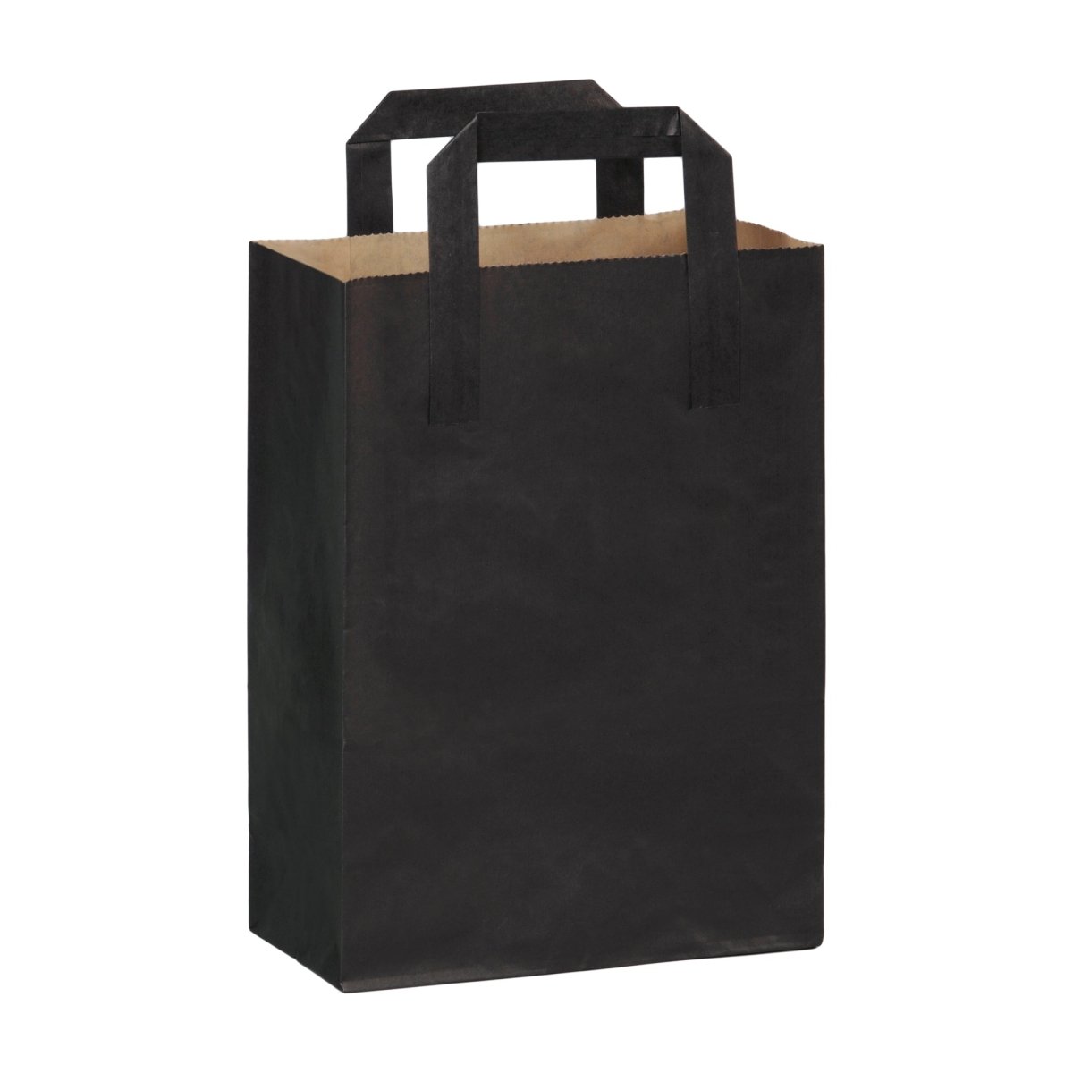Packnwood Black Paper Bag with Handle W:7.9in Gusset:3.9in H:11in - iFoodservice Online