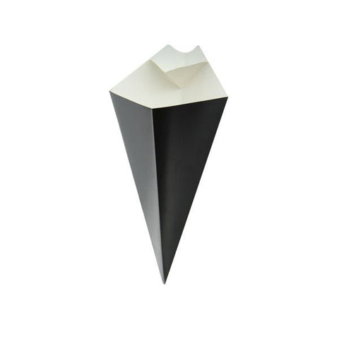 Packnwood Black Paper Cones with Built in Dipping Sauce Compartment 14oz L:11in W:6.5in - iFoodservice Online