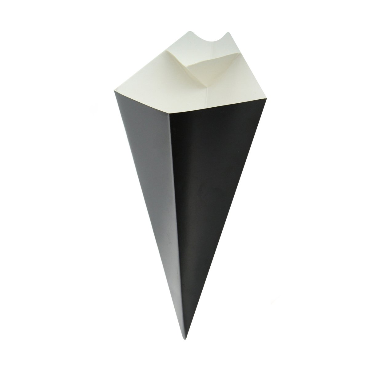 Packnwood Black Paper Cones with Built in Dipping Sauce Compartment 8oz L:8.75in W:5.25in - iFoodservice Online