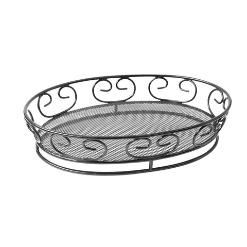 Packnwood Black Reusable Steel Bread Basket L:9in W:6.5in H:2.2in - iFoodservice Online