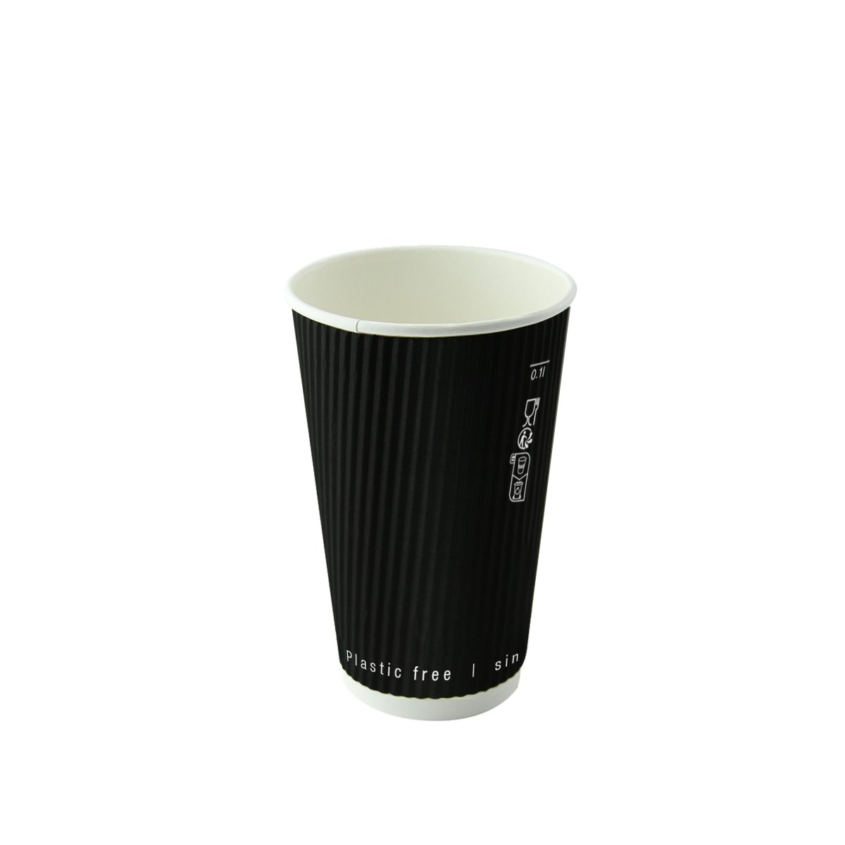 Packnwood Black Rippled Wall Cup Plastic Free 10oz D:3.5in H:3.4in - iFoodservice Online