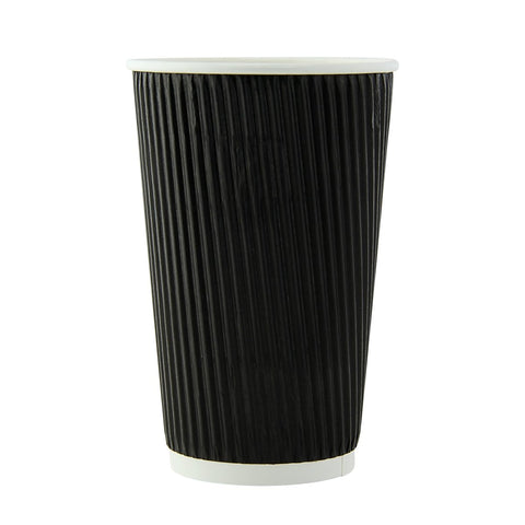 Packnwood Black Rippled Wall Cup Plastic Free 16oz D:3.5in H:5.4in - iFoodservice Online