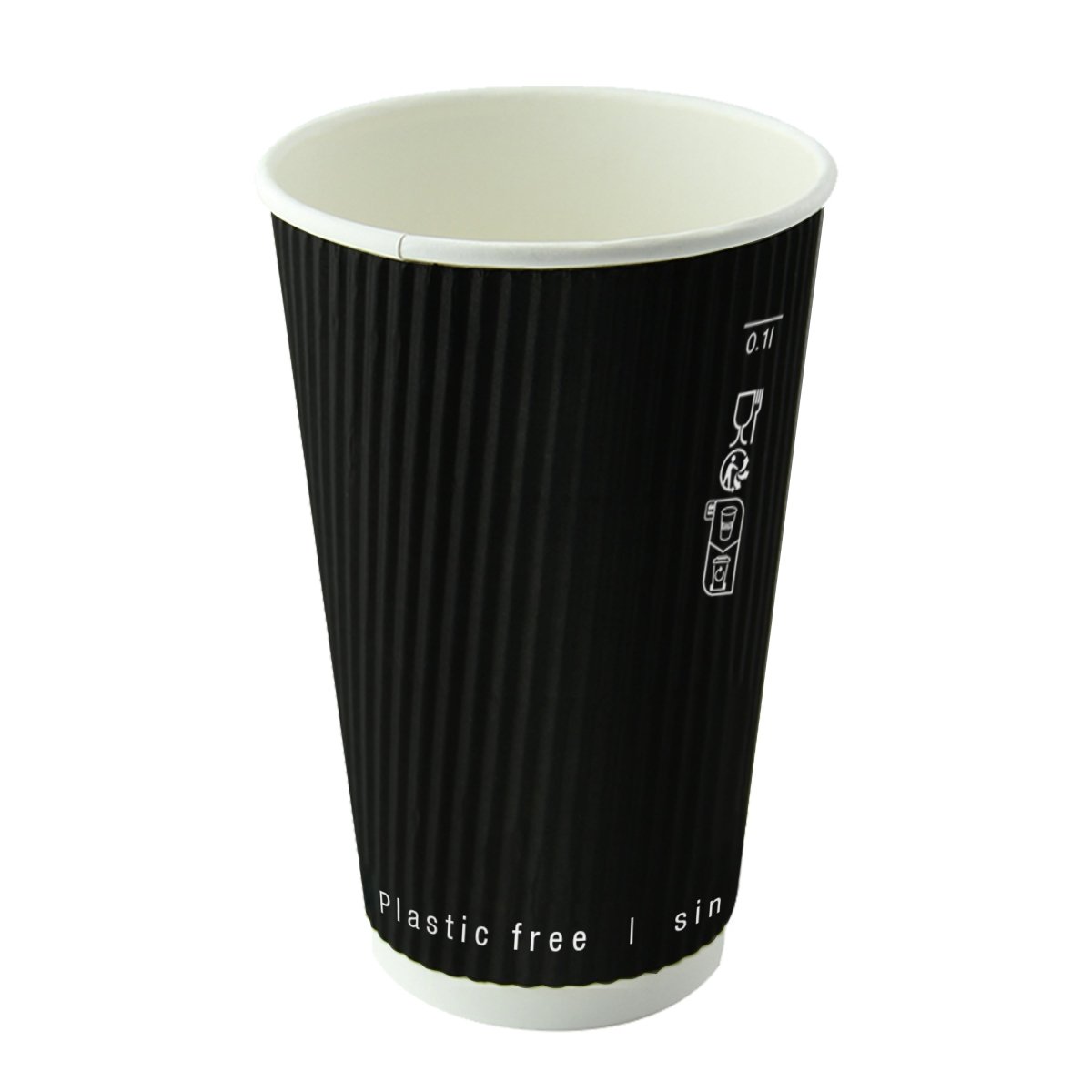 Packnwood Black Rippled Wall Cup Plastic Free 20oz D:3.5in H:6.3in - iFoodservice Online