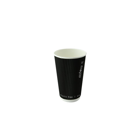 Packnwood Black Rippled Wall Cup Plastic Free 4oz D:2.4in H:2.4in - iFoodservice Online