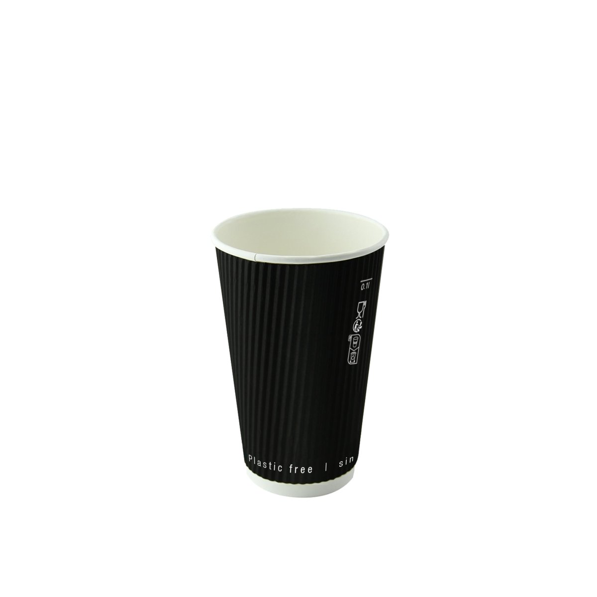 Packnwood Black Rippled Wall Cup Plastic Free 8oz D:3.1in H:3.6in - iFoodservice Online