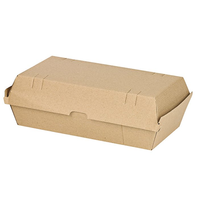 Packnwood Brown Kraft Hamburger Box 30oz L:9.65in W:5.31in H:2.95in - iFoodservice Online
