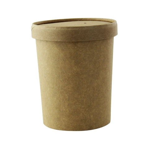 Packnwood Brown Kraft Soup Cup with Kraft Lid Included: 19oz D:3.8in H:4.5in - iFoodservice Online