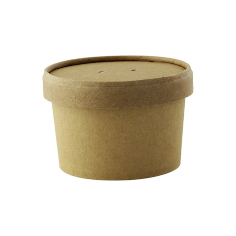 Packnwood Brown Kraft Soup Cup with Kraft Lid Included: 8oz D:3.375in H:2.4in - iFoodservice Online