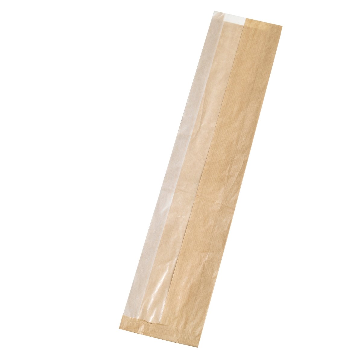 Packnwood Brown sandwich bag with crystal window L:22in W:4.3in H:1.9in - iFoodservice Online