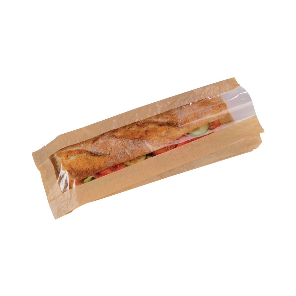 Packnwood Brown Sandwich Bag with Window L:13.8in W:3.9in H:1.6in - iFoodservice Online