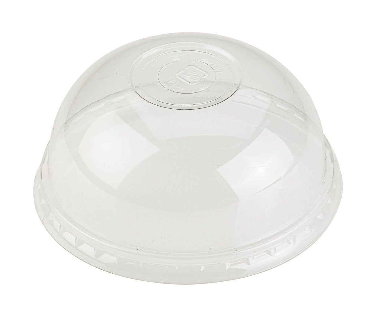 Packnwood Clear Compostable Dome Lid with Round Hole for 210GPLA360 & 210GPLA450 & 210GPLA560 & 210GPLA670 D:3.78in - iFoodservice Online