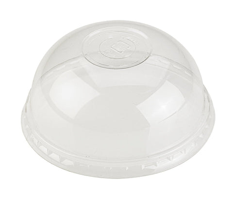 Packnwood Clear Compostable Dome Lid with Round Hole for 210GPLA360 & 210GPLA450 & 210GPLA560 & 210GPLA670 D:3.78in - iFoodservice Online