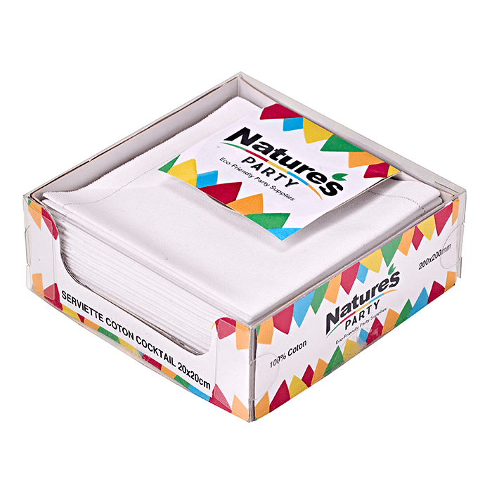 Packnwood Cocktail cotton napkin white L:7.87in W:7.87in - iFoodservice Online