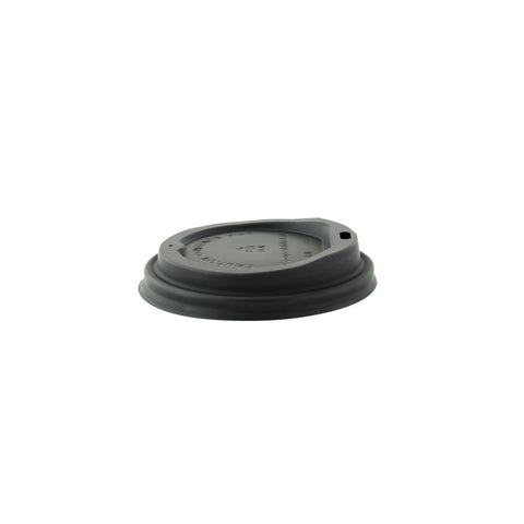 Packnwood Compostable black coffee lid for 10 oz, 12 oz, 16 oz, 20 oz D:3.54in - iFoodservice Online
