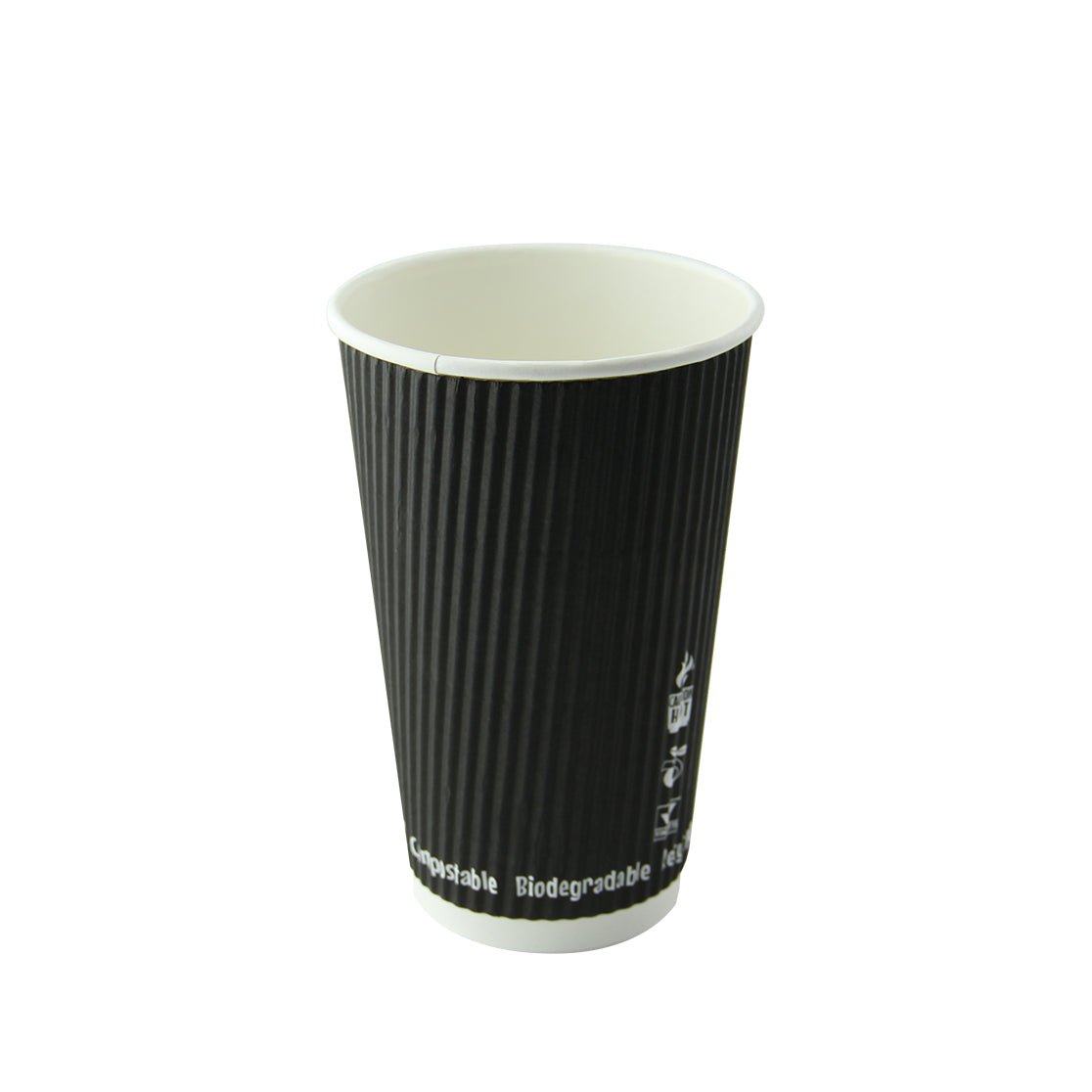 Packnwood Compostable Rippled Black Cup 20oz D:3.5in H:6.1in - iFoodservice Online