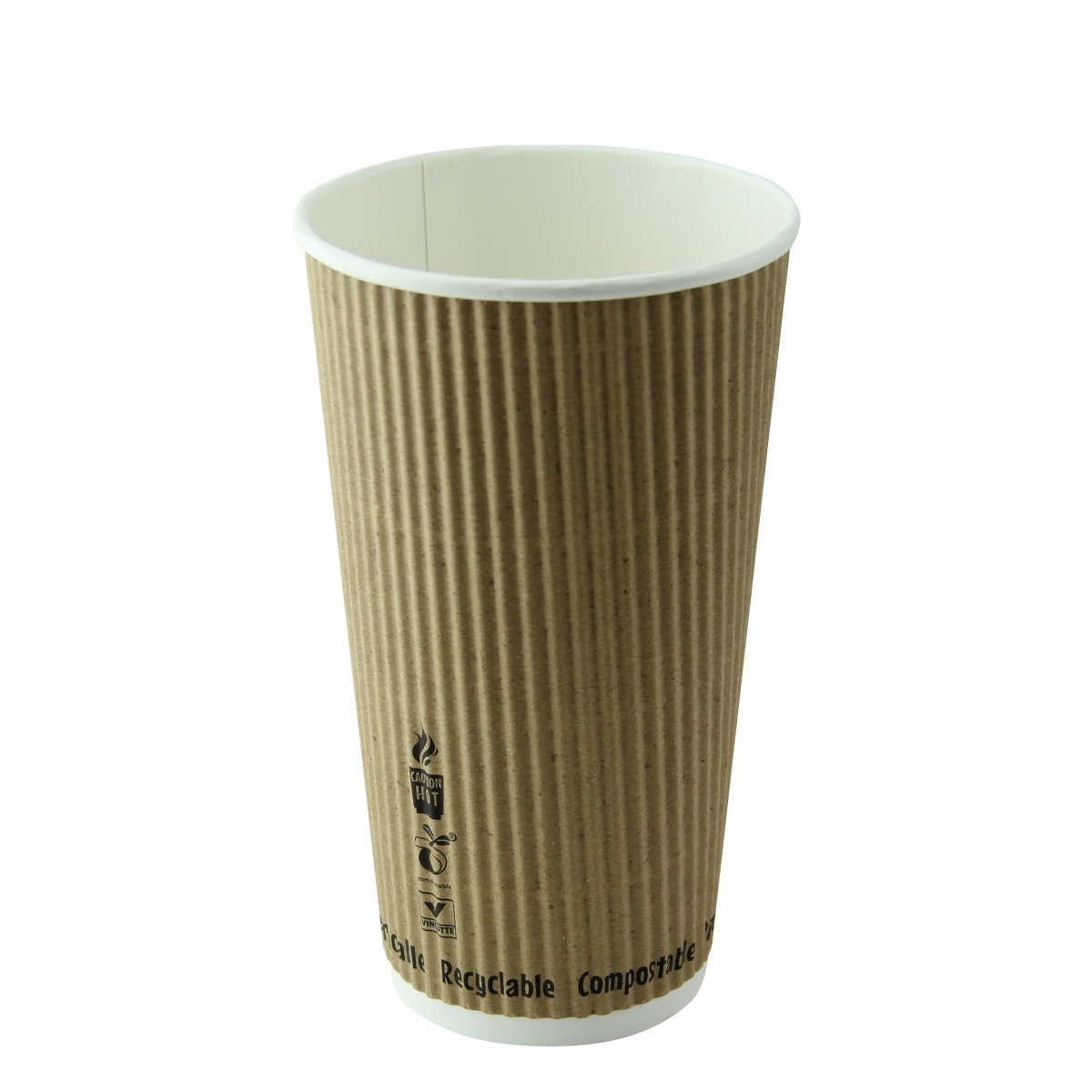 Packnwood Compostable Rippled Kraft Cup 20oz D:3.5in H:6.1in - iFoodservice Online