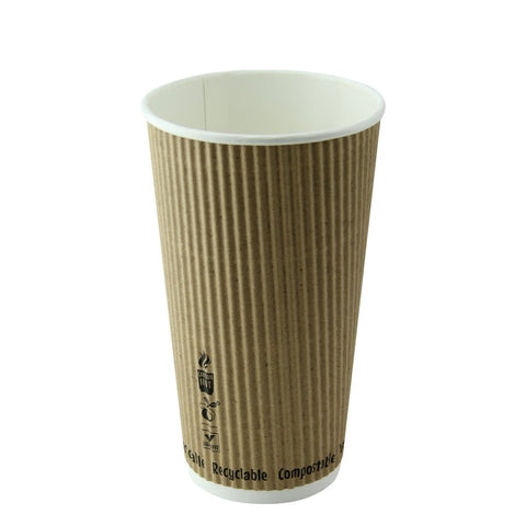 Packnwood Compostable Rippled Kraft Cup 20oz D:3.5in H:6.1in - iFoodservice Online