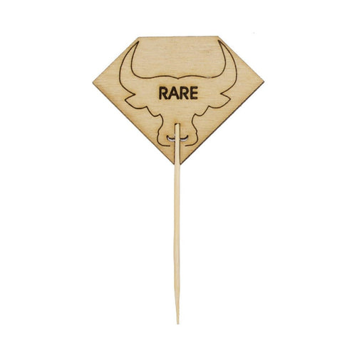Packnwood Diamond Shaped Steak Markers with Bull Head Rare L:3.7in W:2.1in - iFoodservice Online