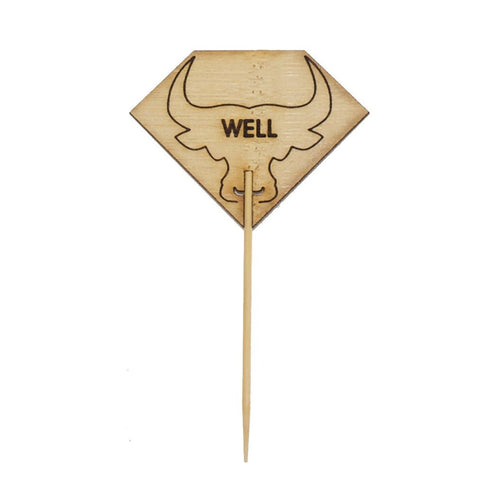 Packnwood Diamond Shaped Steak Markers with Bull Head Well L:3.7in W:2.1in - iFoodservice Online