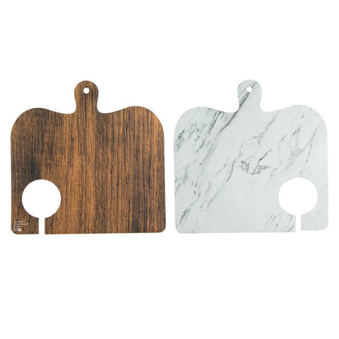 Packnwood Double Face Marble/Wooden Planks For Mezze/Tapas With Hole L:11in W:11in - iFoodservice Online