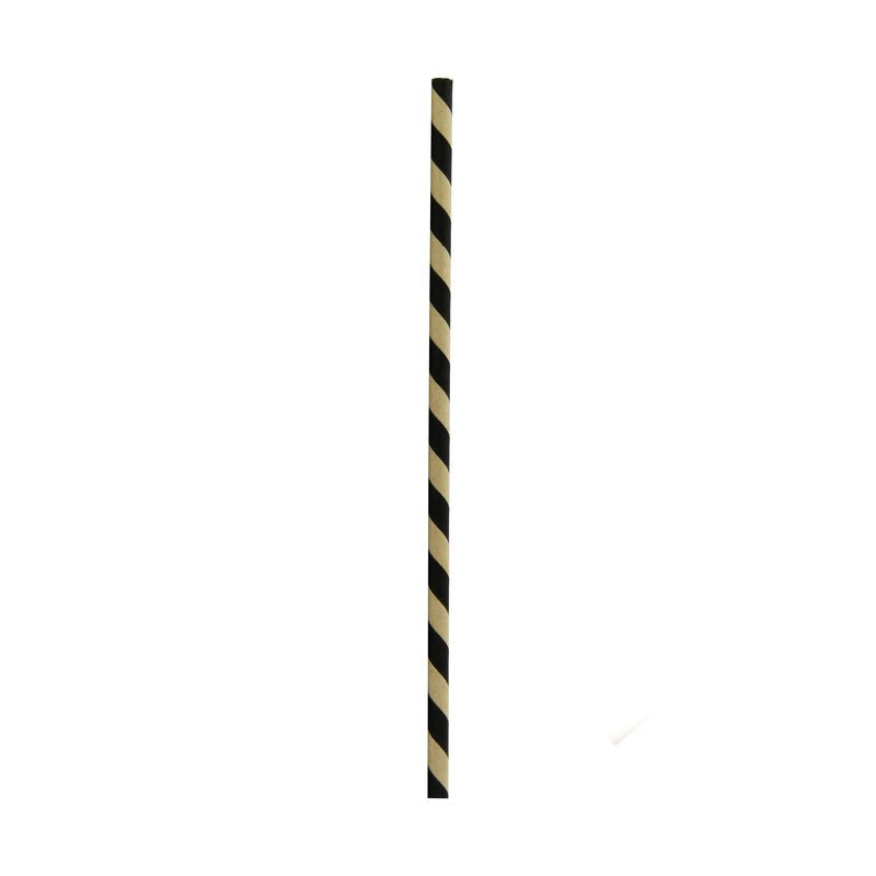 Packnwood Durable Black and Kraft Paper Straws - Wrapped D:0.2in L:7.75in - iFoodservice Online