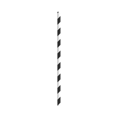 Packnwood Durable Black & White Striped Cocktail Paper Straws - Unwrapped D:0.2in H:5.7in - iFoodservice Online