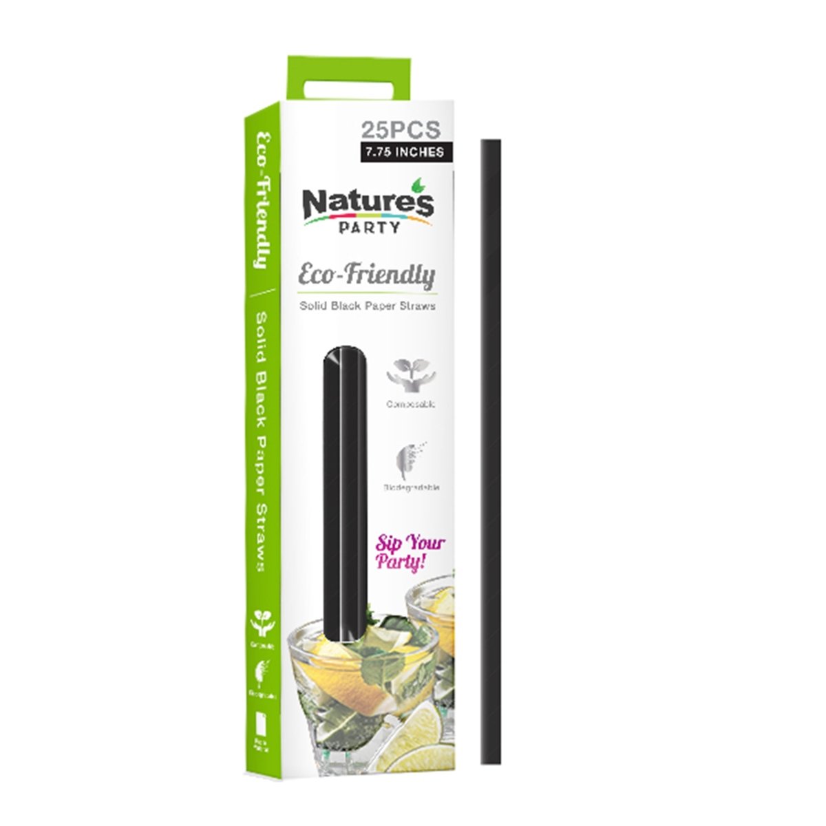 Packnwood Durable Full Black Paper Straws - Unwrapped D:0.23in L:7.75in - iFoodservice Online
