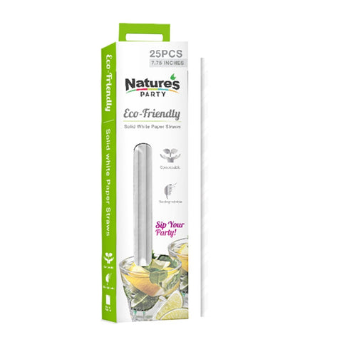 Packnwood Durable Full White Paper Straws - Unwrapped D:0.23in L:7.75in - iFoodservice Online