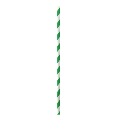 Packnwood Durable Green & White Striped Cocktail Paper Straws - Unwrapped D:0.2in H:5.7in - iFoodservice Online
