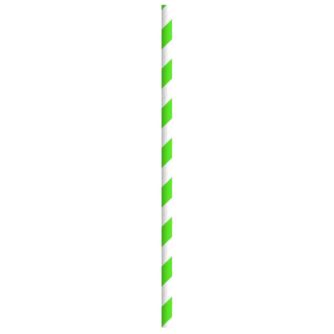 Packnwood Durable Green & White Striped Paper Straws - Unwrapped D:0.2in L:7.75in - iFoodservice Online