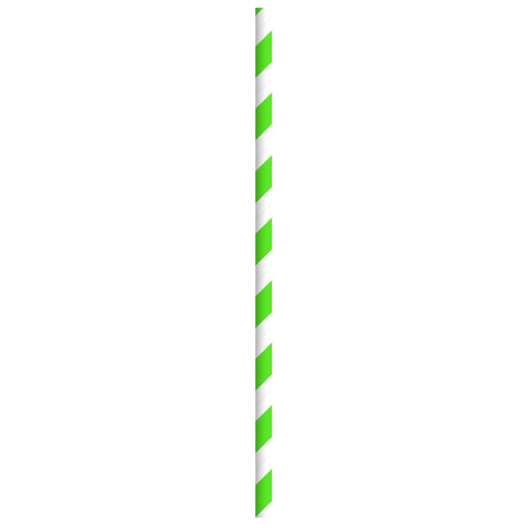 Packnwood Durable Green & White Striped Paper Straws - Wrapped D:0.2in L:8.3in - iFoodservice Online