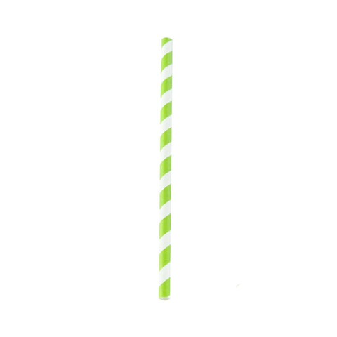 Packnwood Durable Lime Green & White Striped Giant Smoothie Paper Straws - Unwrapped D:0.3in L:7.75in - iFoodservice Online