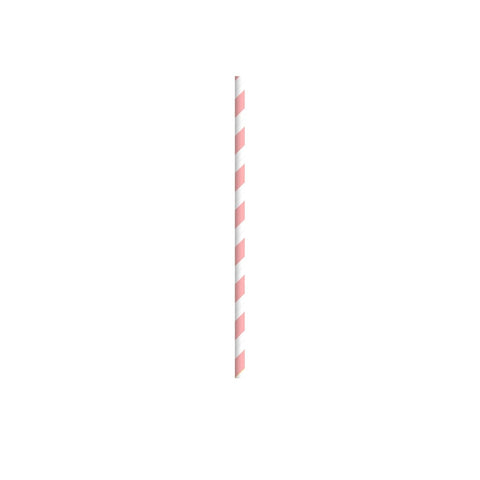 Packnwood Durable Pink & White Striped Paper Straws - Unwrapped D:0.2in L:7.75in - iFoodservice Online