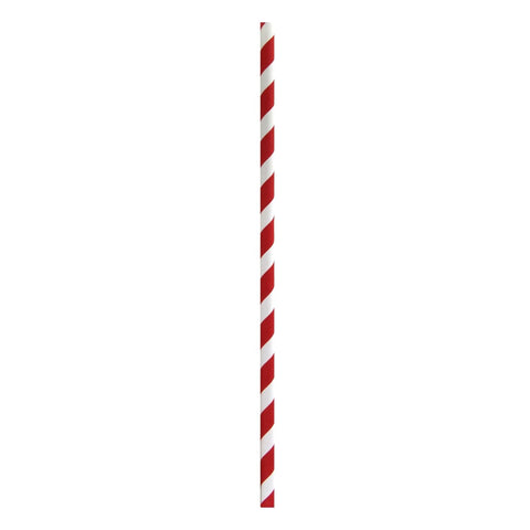 Packnwood Durable Red & White Striped Cocktail Paper Straws - Unwrapped D:0.2in H:5.7in - iFoodservice Online