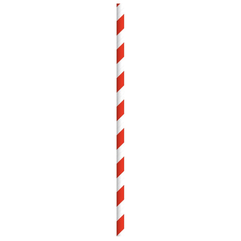 Packnwood Durable Red & White Striped Paper Straws - Wrapped D:0.2in L:7.75in - iFoodservice Online