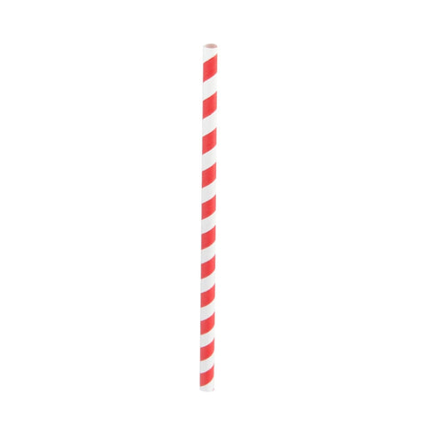 Packnwood Durable Smoothie Paper Straws With White & Red Stripes - Unwrapped D:0.3in L:7.75in - iFoodservice Online