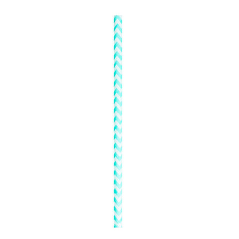 Packnwood Durable Teal Blue & White Design Paper Straws - Unwrapped D:0.2in L:7.75in - iFoodservice Online