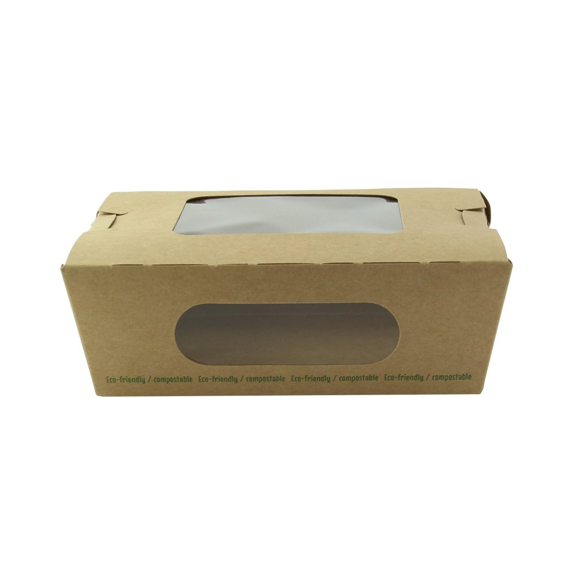 Packnwood Easy Closing Kraft Compostable Salad Box With 2 Windows 24oz L:6.1in W:4.7in H:2in - iFoodservice Online