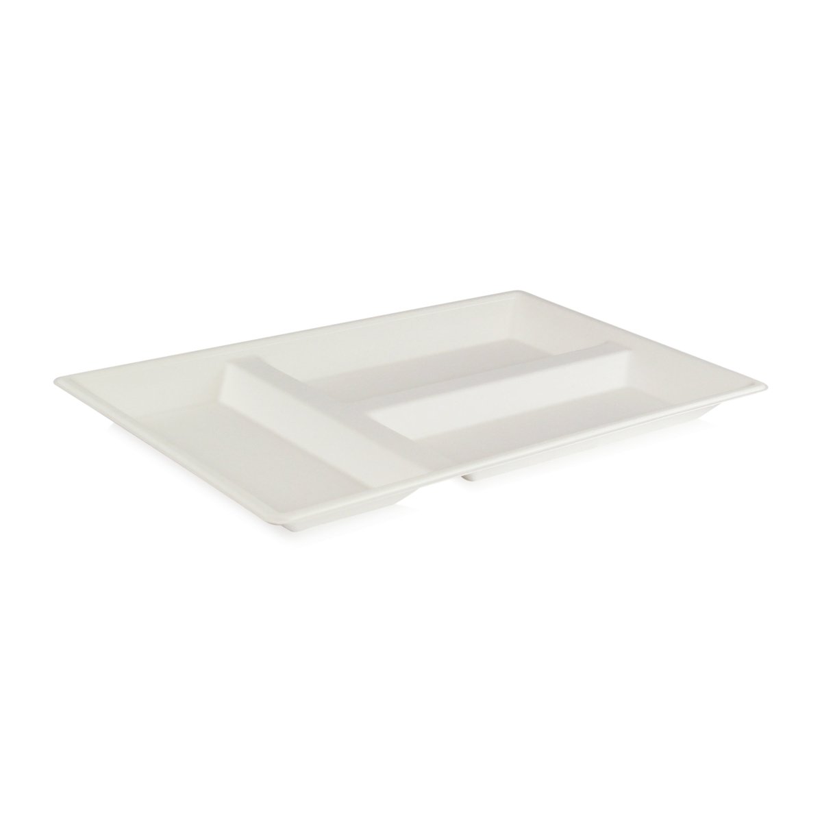 Packnwood Eco - Design White Sugarcane Compartment Tray L:15.87in W:10.75in H:1.1in - iFoodservice Online
