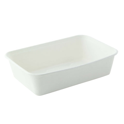 Packnwood Eco Rec Rectangular White Sugarcane Salad Bowl 17oz L:6.8in W:4.6in H:1.6in - iFoodservice Online