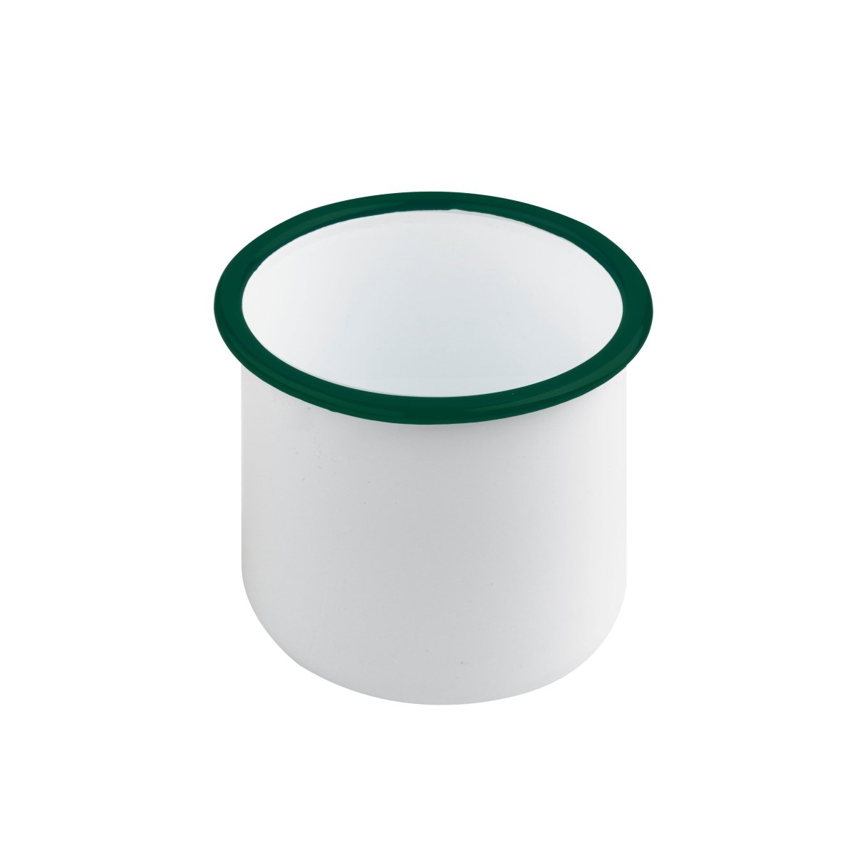 Packnwood Enamel reusable delipot straight side white w/green rim 12oz D:3.1in H:3.1in - iFoodservice Online