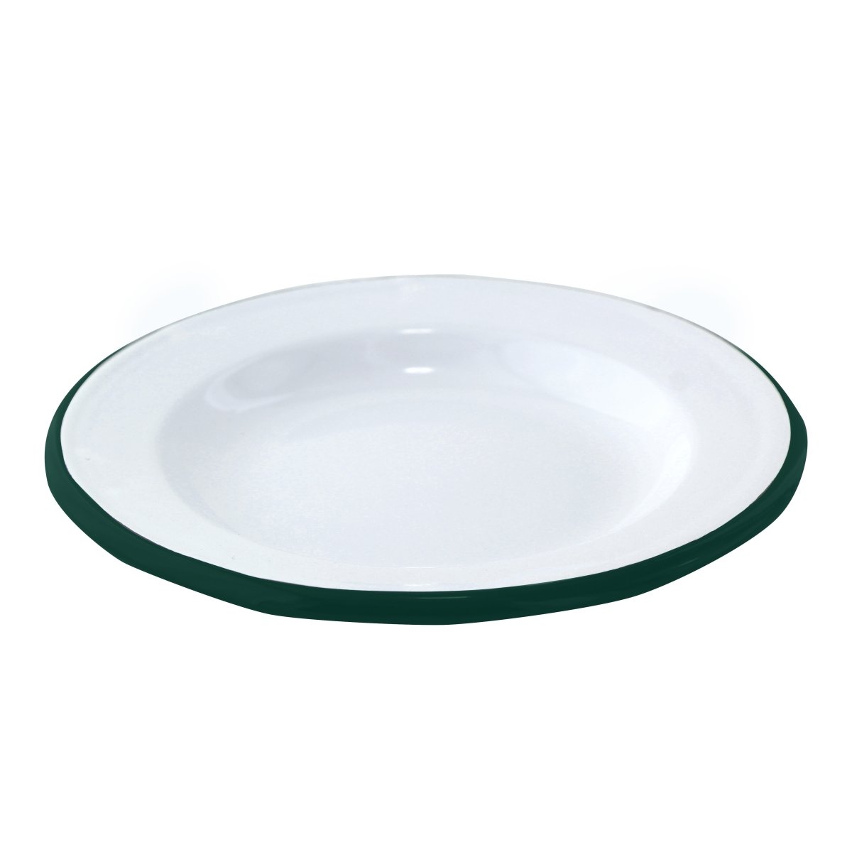 Packnwood Enamel reusable plate white w/green rim D:6.3in H:1in - iFoodservice Online