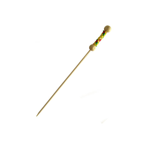 Packnwood FUJI Bamboo Pick with Natural Beads and Yellow Design L:4.4in - iFoodservice Online