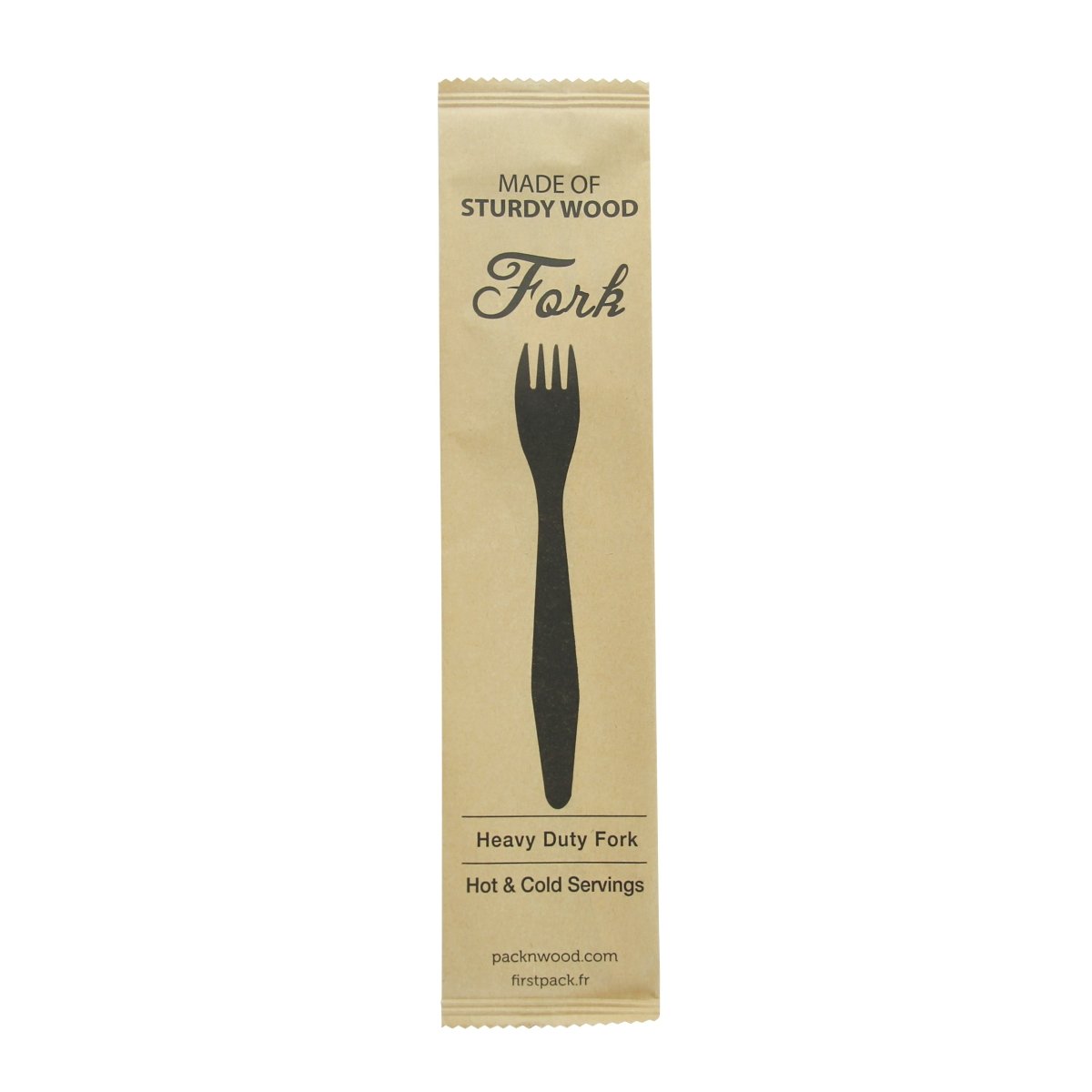 Packnwood Heavy Weight Wooden Fork Wrapped in Paper Wrapper L:7.3in - iFoodservice Online