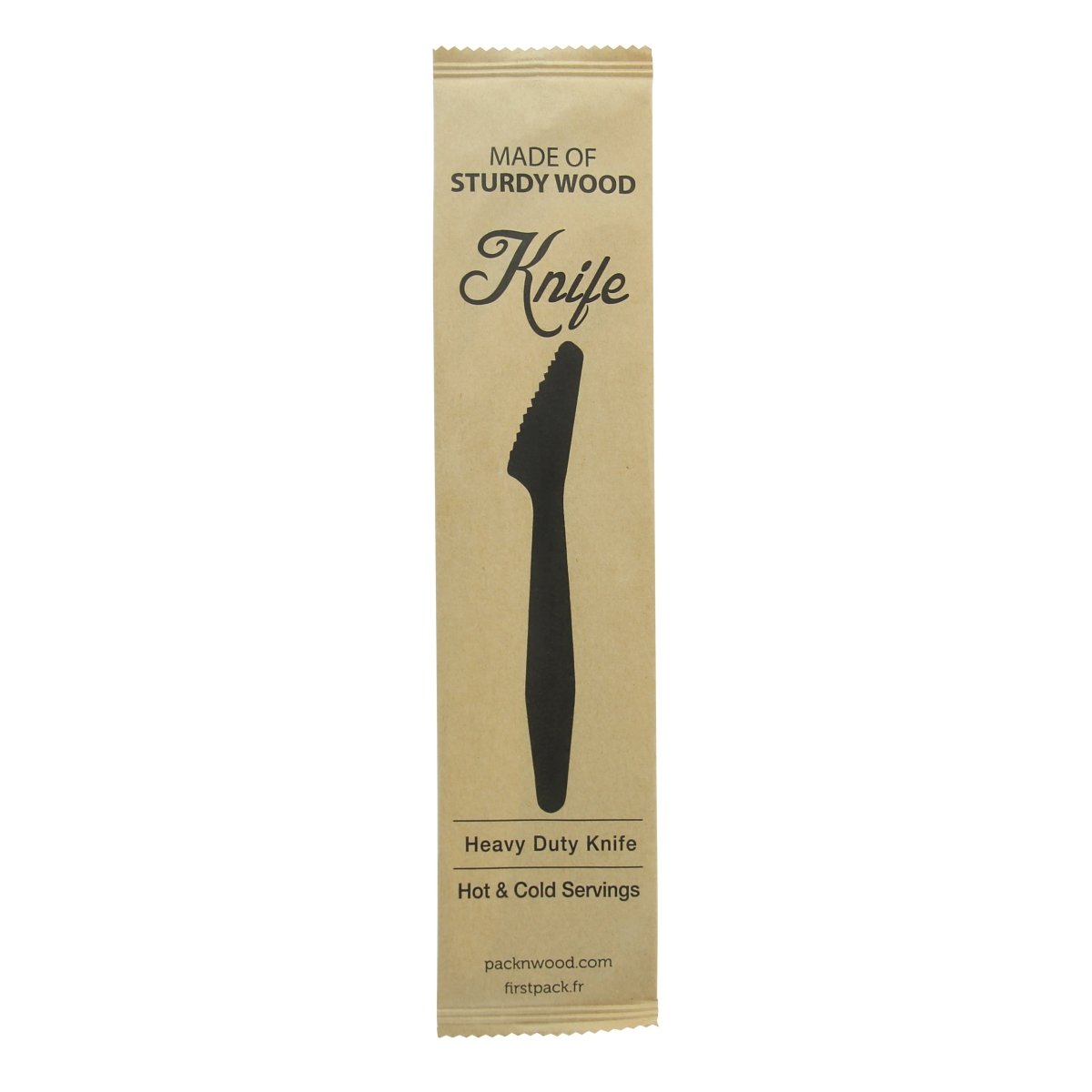 Packnwood Heavy Weight Wooden Knife Wrapped in Paper Wrapper L:7.3in - iFoodservice Online