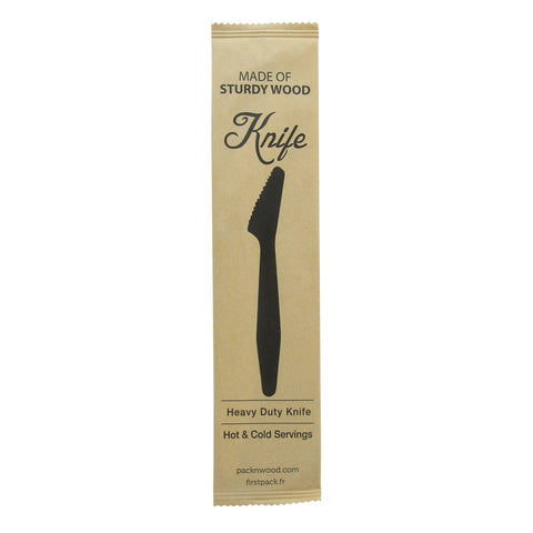 Packnwood Heavy Weight Wooden Knife Wrapped in Paper Wrapper L:7.3in - iFoodservice Online
