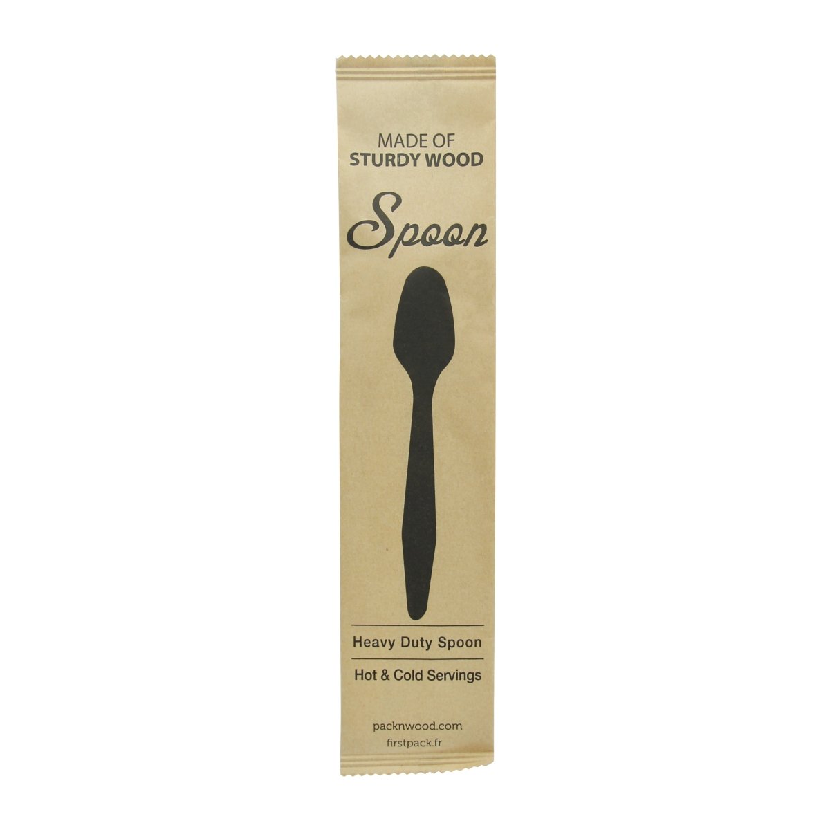 Packnwood Heavy Weight Wooden Spoon Wrapped in Paper Wrapper L:7.3in - iFoodservice Online